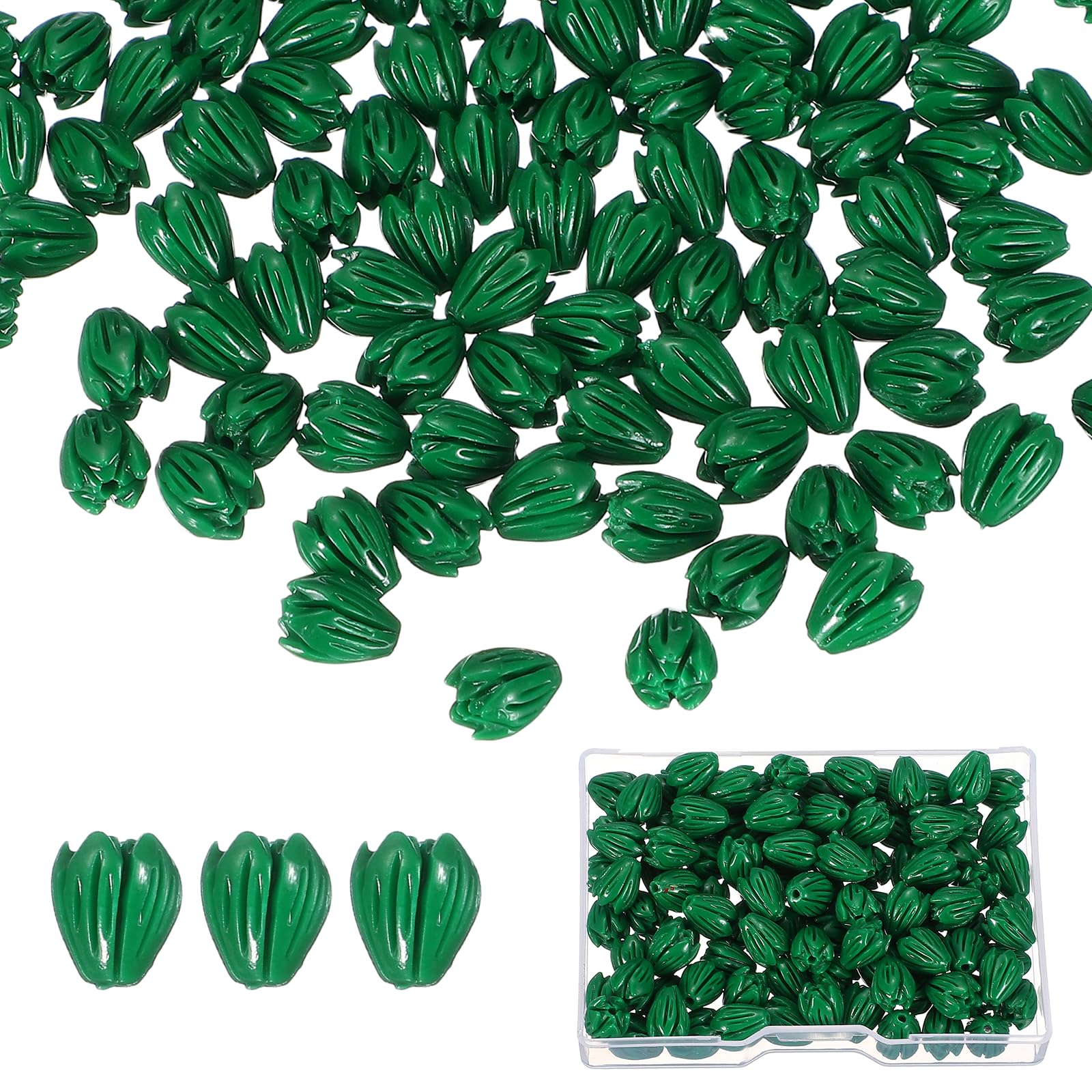 Perles fleur de jasmin PATIKIL vertes avec boîte de rangement pour DIY
