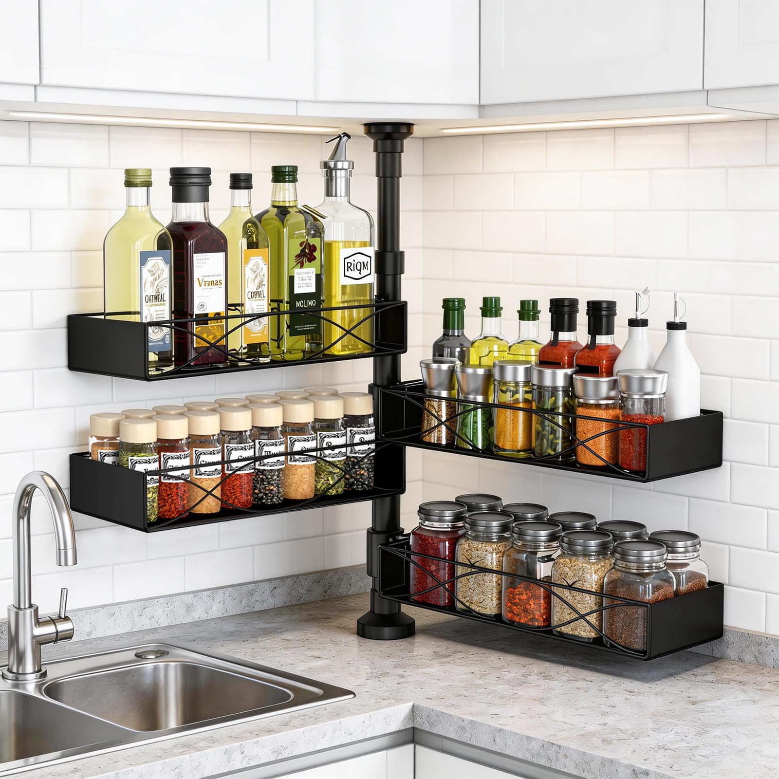 Mixoo Spice Rack Organizer Tension Pole