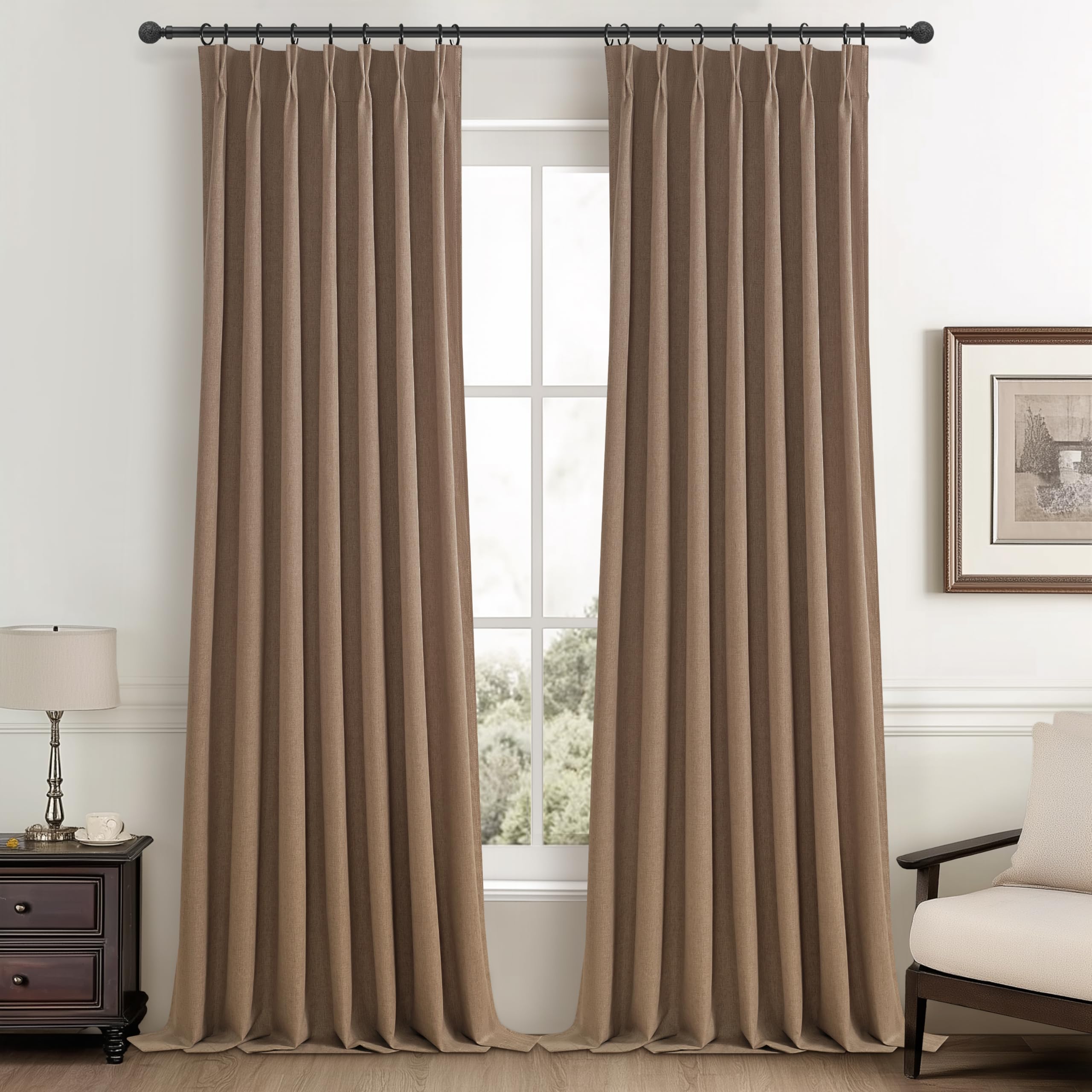 Rust Brown 120 Inch Extra Long Curtains for Living Room 2 Panels Set, Memory Trained Pinch Pleated Blackout Window Drapes Energy Efficient Privacy Chocolate 120 Inches for Bedroom (W40"xL120") โ image 1
