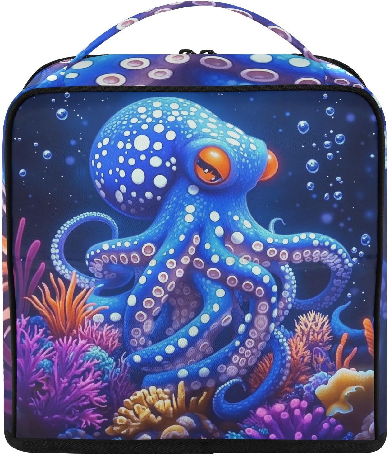 Standing Makeup Bag Vibrant Coral Scene Travel Toiletry Bag