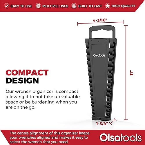 Miniatura 5 de Olsa Tools Organizador de llaves portátil | Soporte de llave de 15 ranuras para organizar llaves | Negro