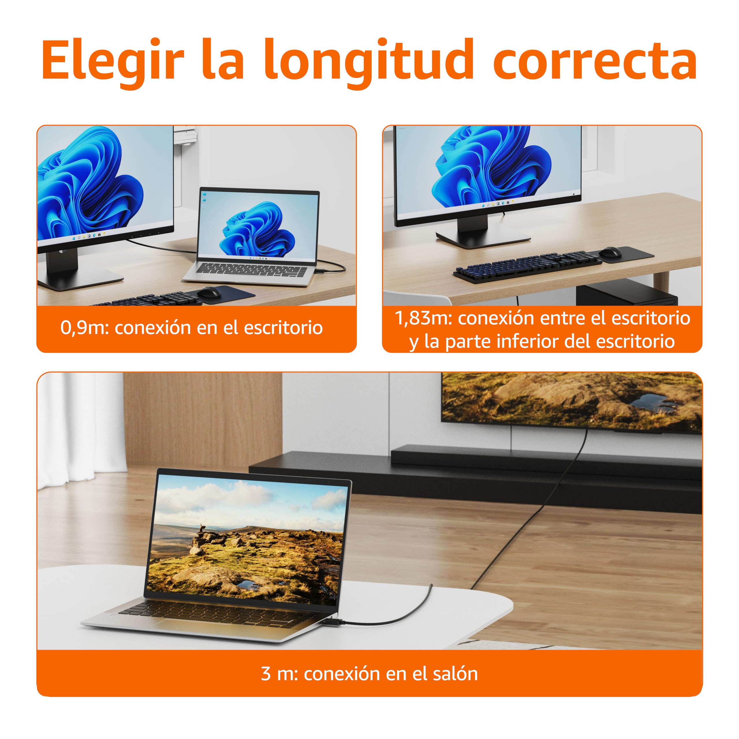 AmazonBasics Cable DisplayPort (Fuente) a HDMI (Pantalla), unidireccional, 4K a 30Hz, 1920 x 1200, 1080p, Conectores chapados en Dorado, 1.83 m, Negro