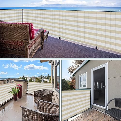 Miniatura 5 de Rejilla para valla de privacidad de balcón de 3 x 12 pies con bridas de cremallera, protección UV para exteriores, para balcón, porche, patio,