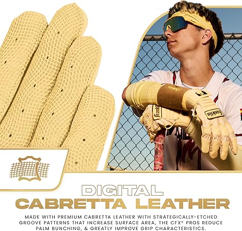 Miniatura 152 de Franklin Sports MLB - Guantes de bateo de béisbol CFX Pro para adultos + jóvenes, béisbol + sóftbol, varios tamaños + colores Negro/Negro