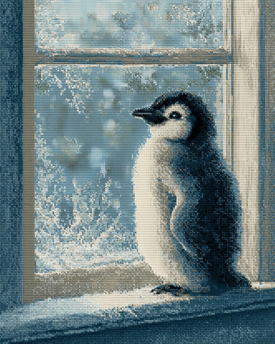 AMBATTERY Animal Rug Making Kit for Adultscartoon Penguin Cross Stitch Rug Making Kit，Carpet Crochet Kits Embroidery Set Needlework Crafts for Home Decor 33x45in