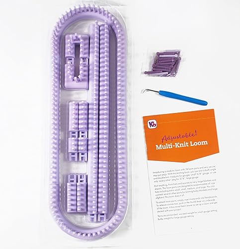 Miniatura 2 de Authentic Knitting Board Telar de punto múltiple ajustable, piezas a presión, calibre pequeño y grande