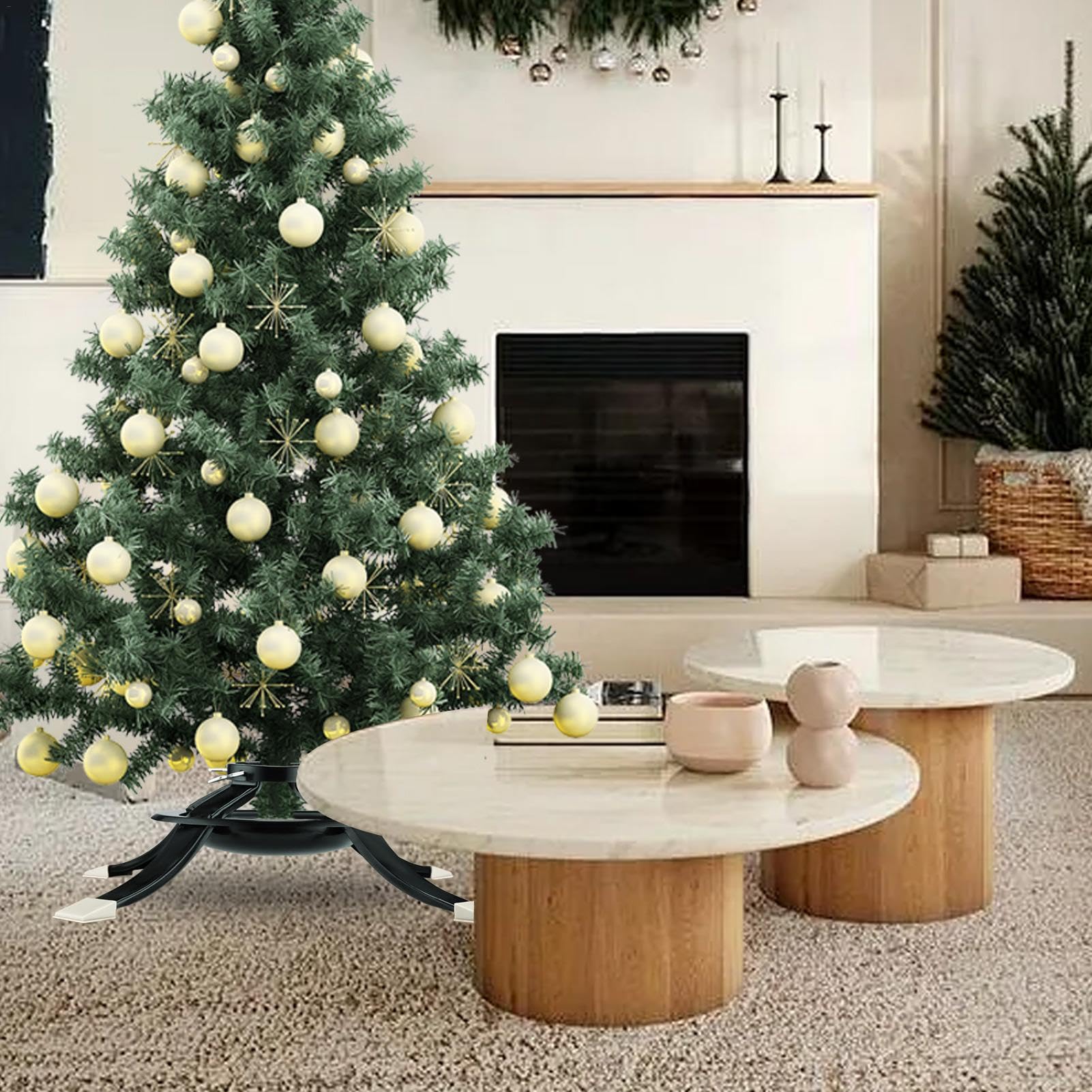 Christmas Tree Holder - Artificial Christmas Tree Stand | Rotating Tree Stand Base with 4 Stable Feet | Real Christmas Tree Stand Bracket | Christmas Tree Spinner Stand for Christmas