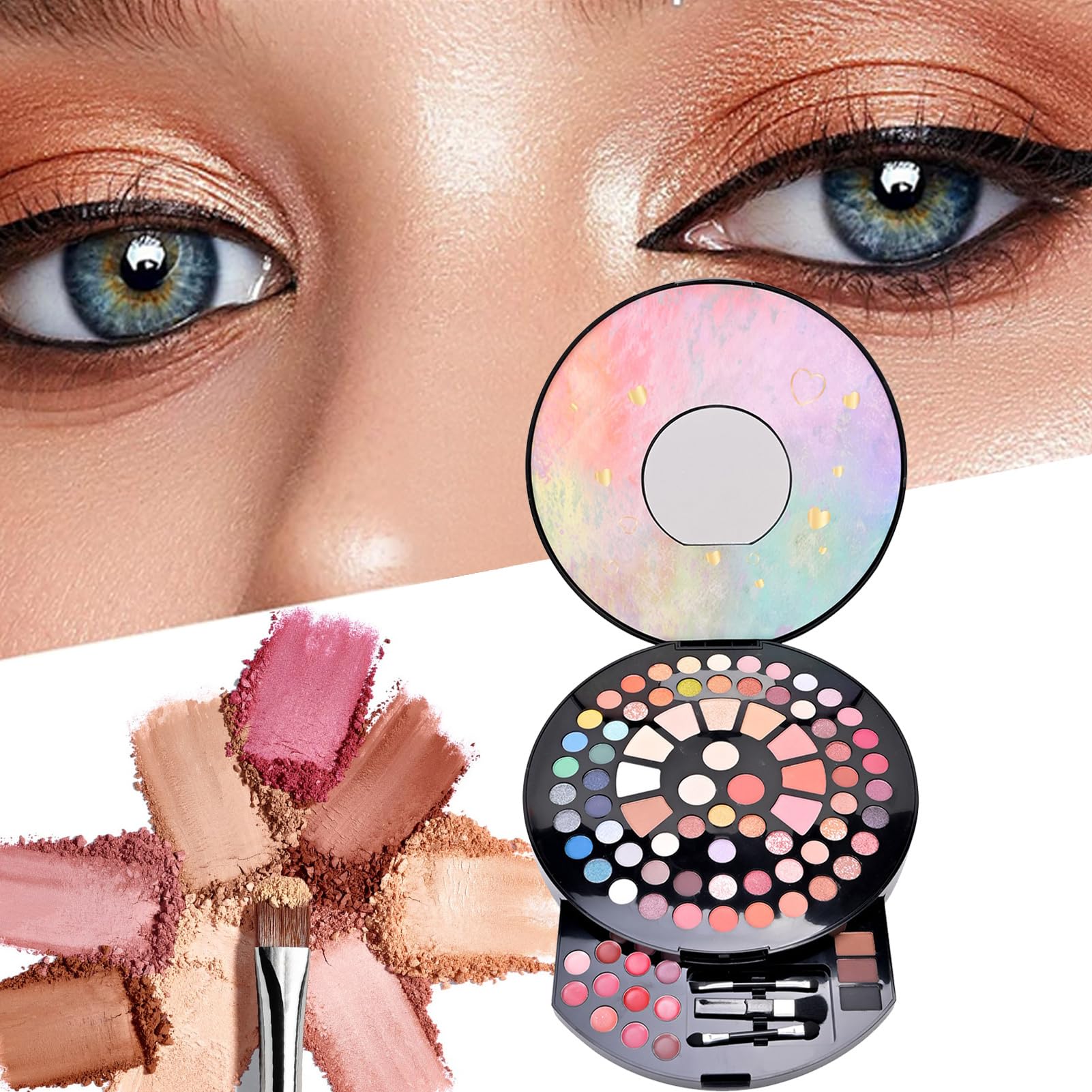Palette di Ombretti,Kit Contorno E Fondotinta - 86 Colori Con Pennello E Blush Viso - Per Donne Ragazze Madri Festival Di Bellezza Feste Eventi Formali Performance Sul Palco Halloween