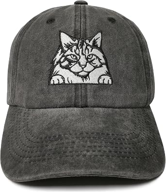 Cat Lover Gifts, Embroidered Cat Baseball Hats for Men Women