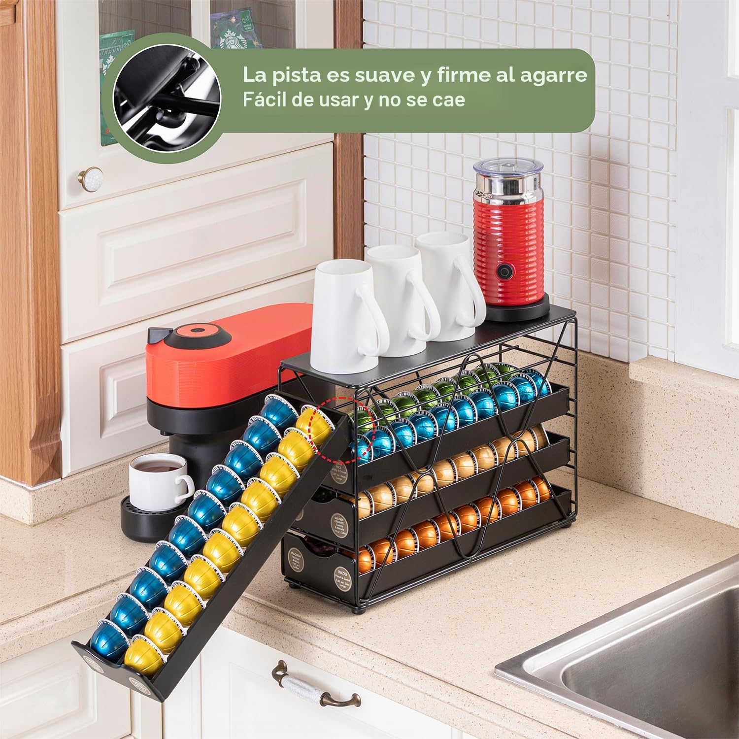 FlagShip Soporte para cápsulas Nespresso Vertuo (4 niveles (capacidad de 80 cápsulas)