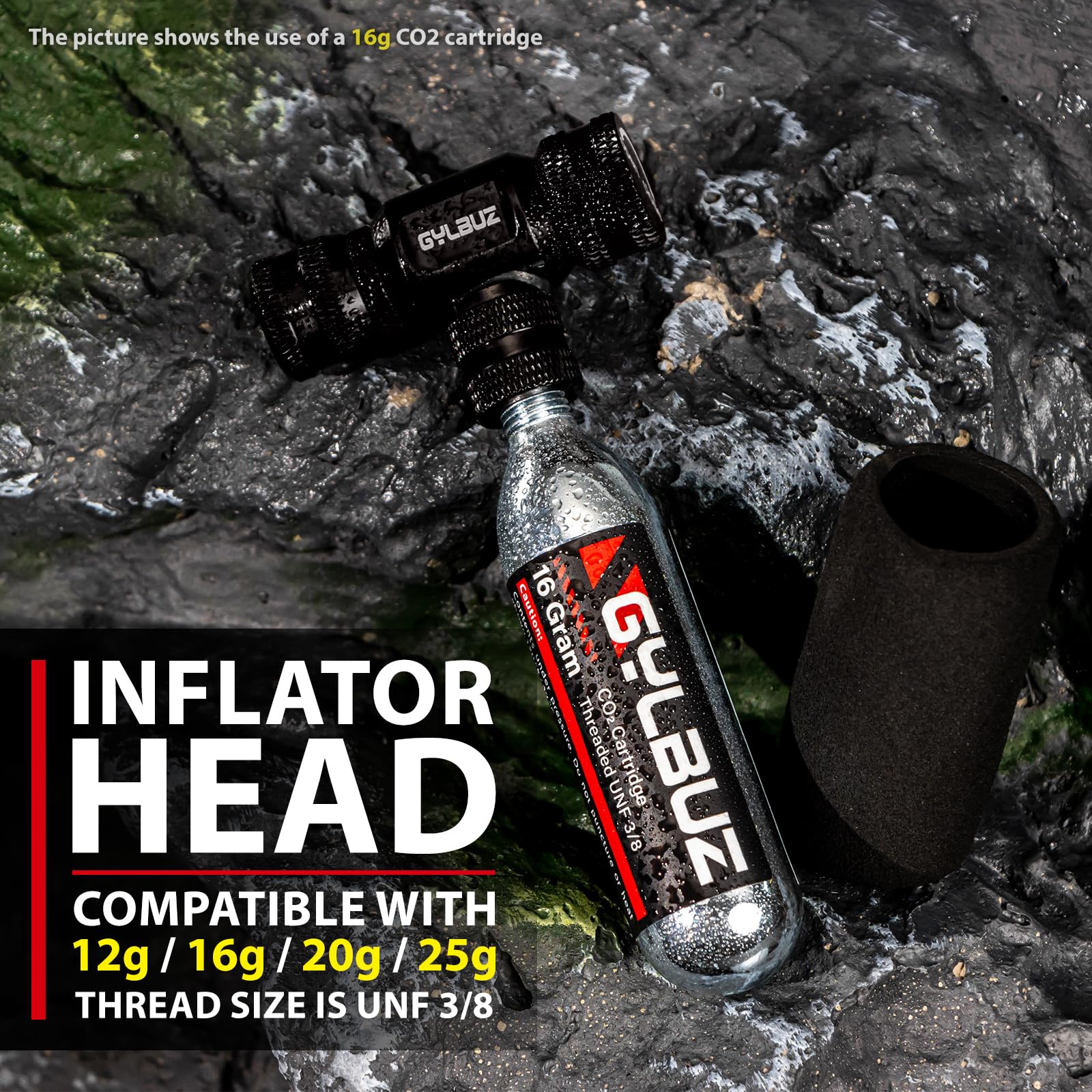 Gonfiatore di CO2 con 6 cartucce di CO2 da 16 g, compatibile con valvole Presta e Schrader, pompa portatile per pneumatici da bici con manicotto isolato, per bici da strada e mountain bike