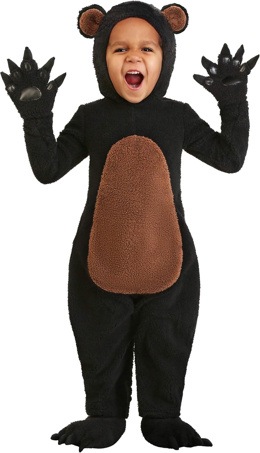Grinning Grizzly Bear Costume for Toddler Kids Bear Suit with Jumpsuit, Mitts, and Headpiece