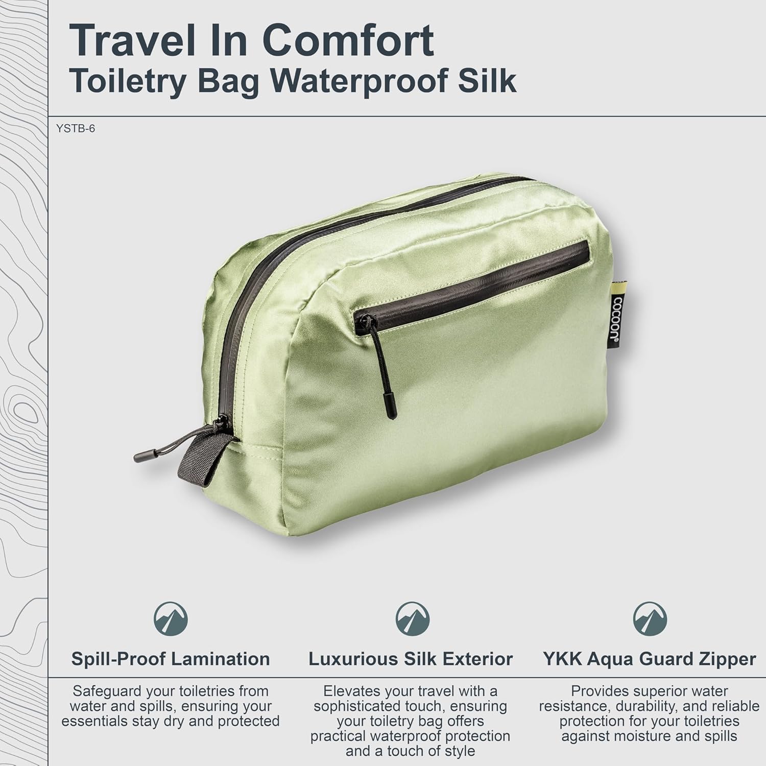 COCOON - Premium - Silk Toiletry Bag Waterproof - Light Green