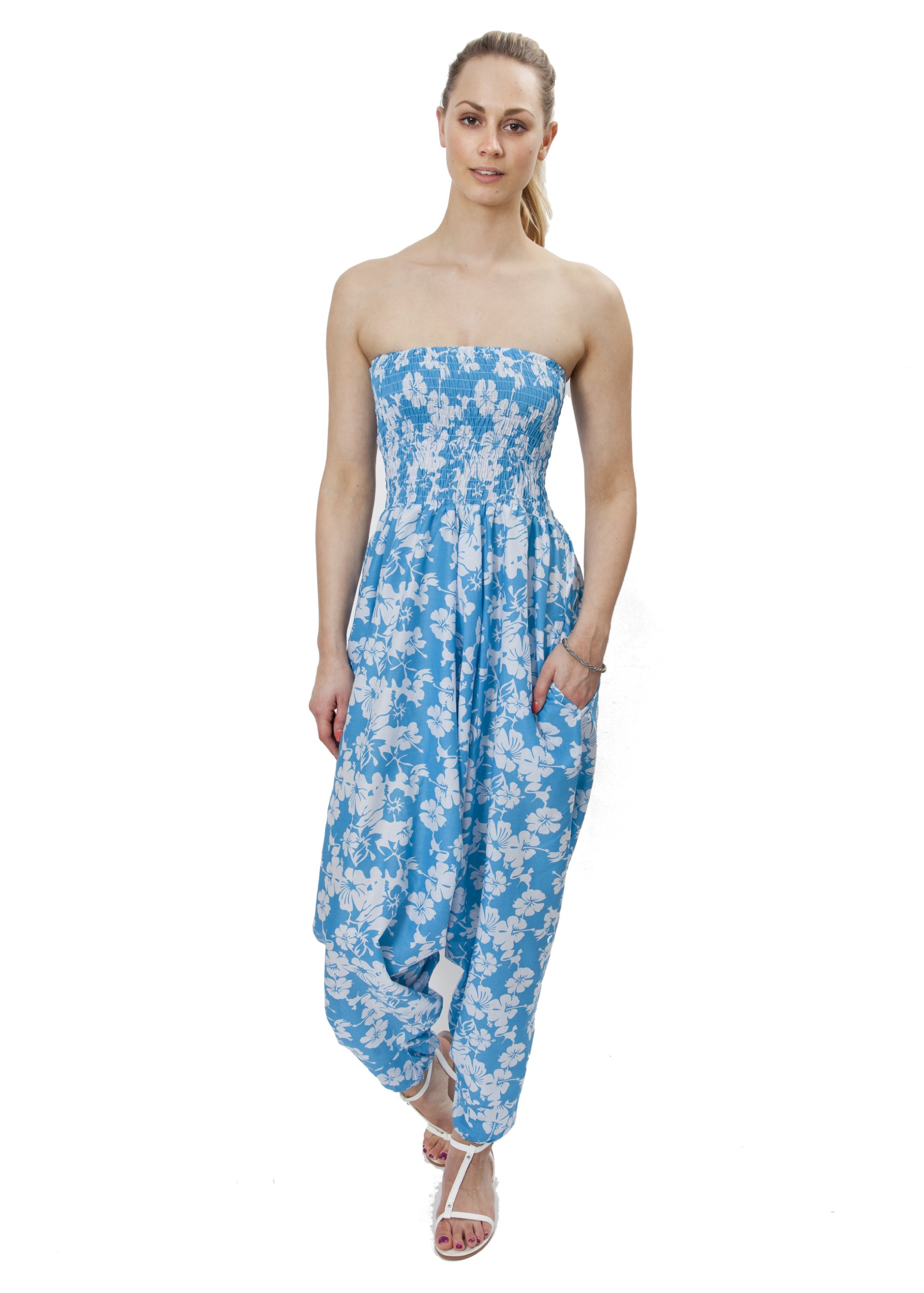 likemary Harem Jumpsuit and Hareem Pants 2 in 1 Bandeau Printed Romper