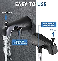 Vista 4 de PROOX Grifo de bañera de metal con rociador de bronce aceitado, 6 ajustes de ducha de mano con interruptor de pausa de encendido/apagado, grifo