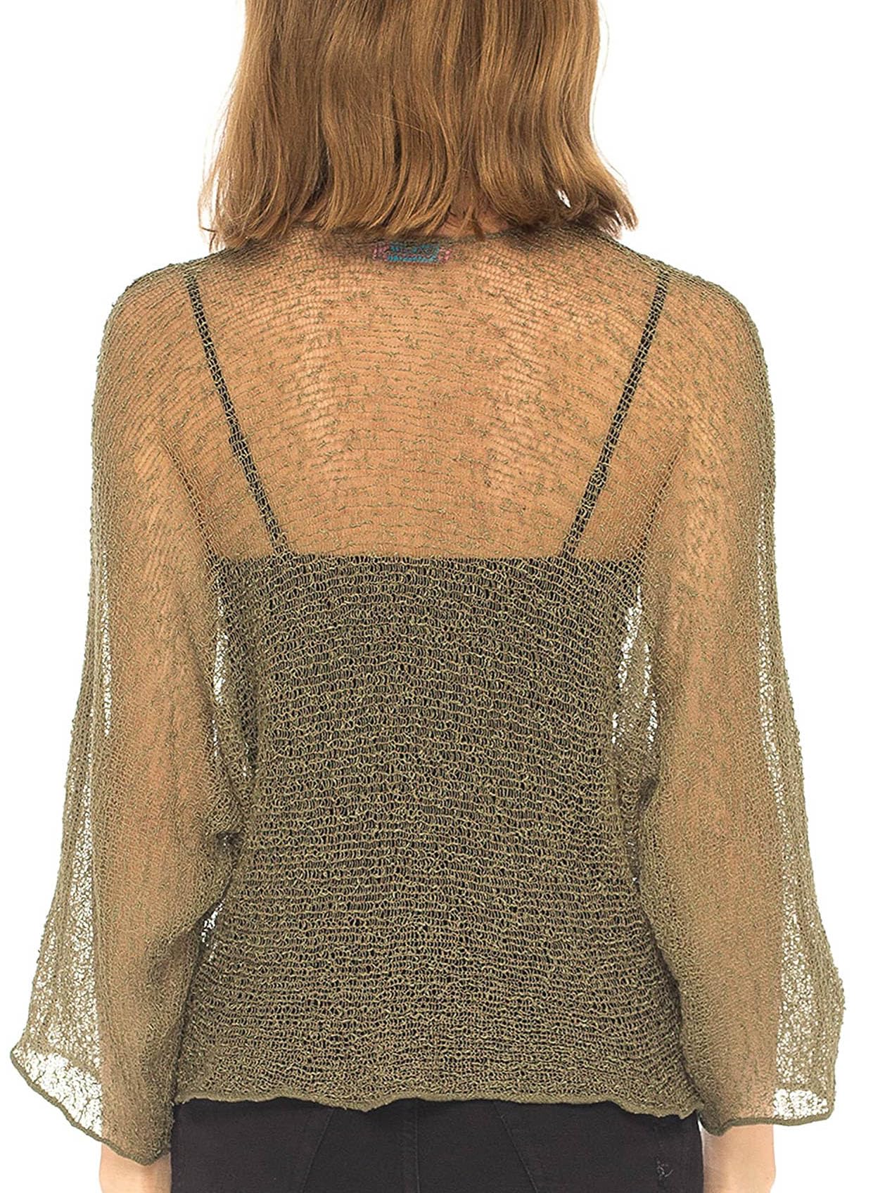 SHU-SHI - Damen Blusen-Oberteil im Poncho-Stil - transparent - leichtes Strickmaterial
