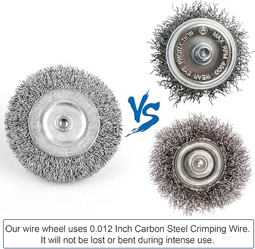 Miniatura 4 de Cepillo de alambre para taladro, juego de vasos de cepillo de rueda de alambre, rueda de alambre para taladro 0.012 alambre de acero al carbono,