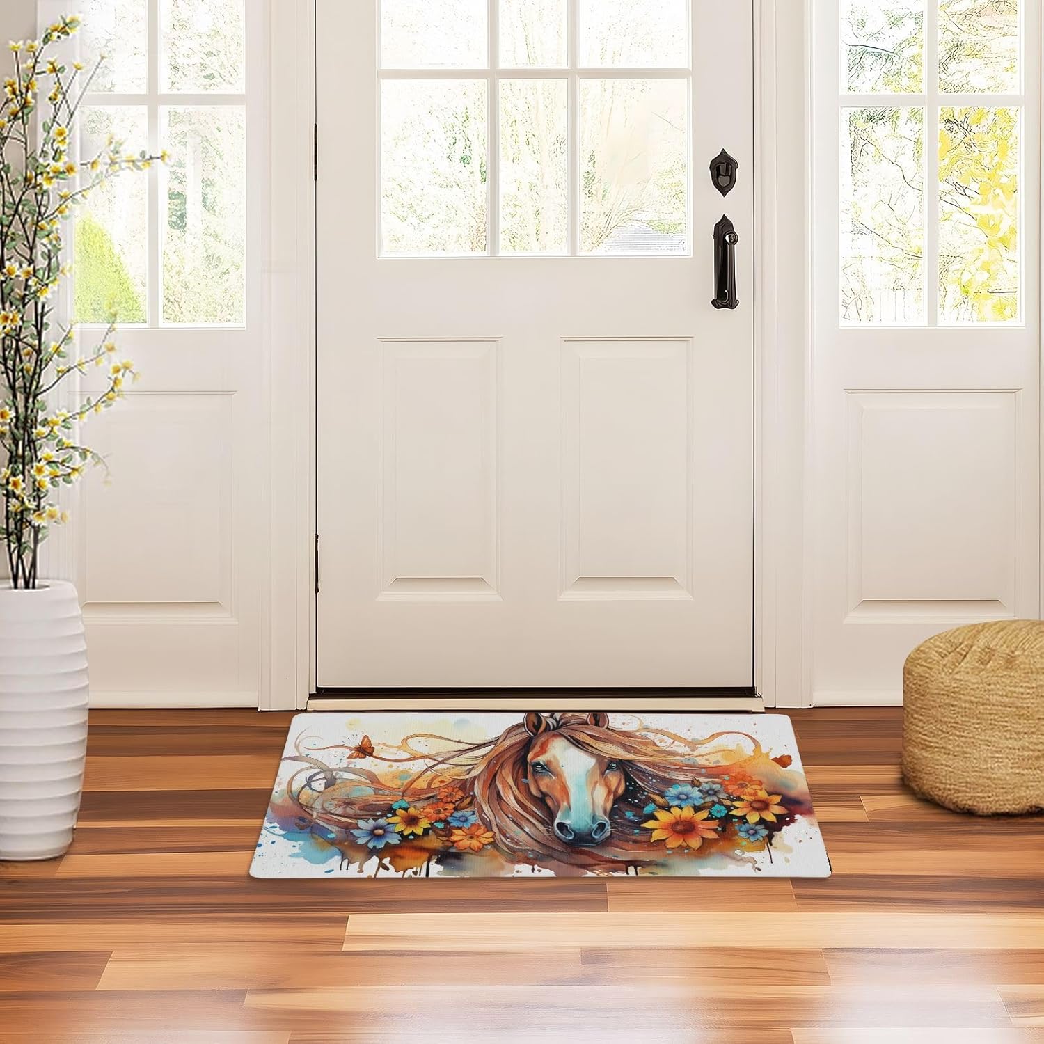 MUKJHOI Funny Welcome Mats, 32"x20" Front Door Mat for Outdoor/Indoor Entrance Horse (17) Entryway Rugs Home Farmhouse Balcony Patio Decor
