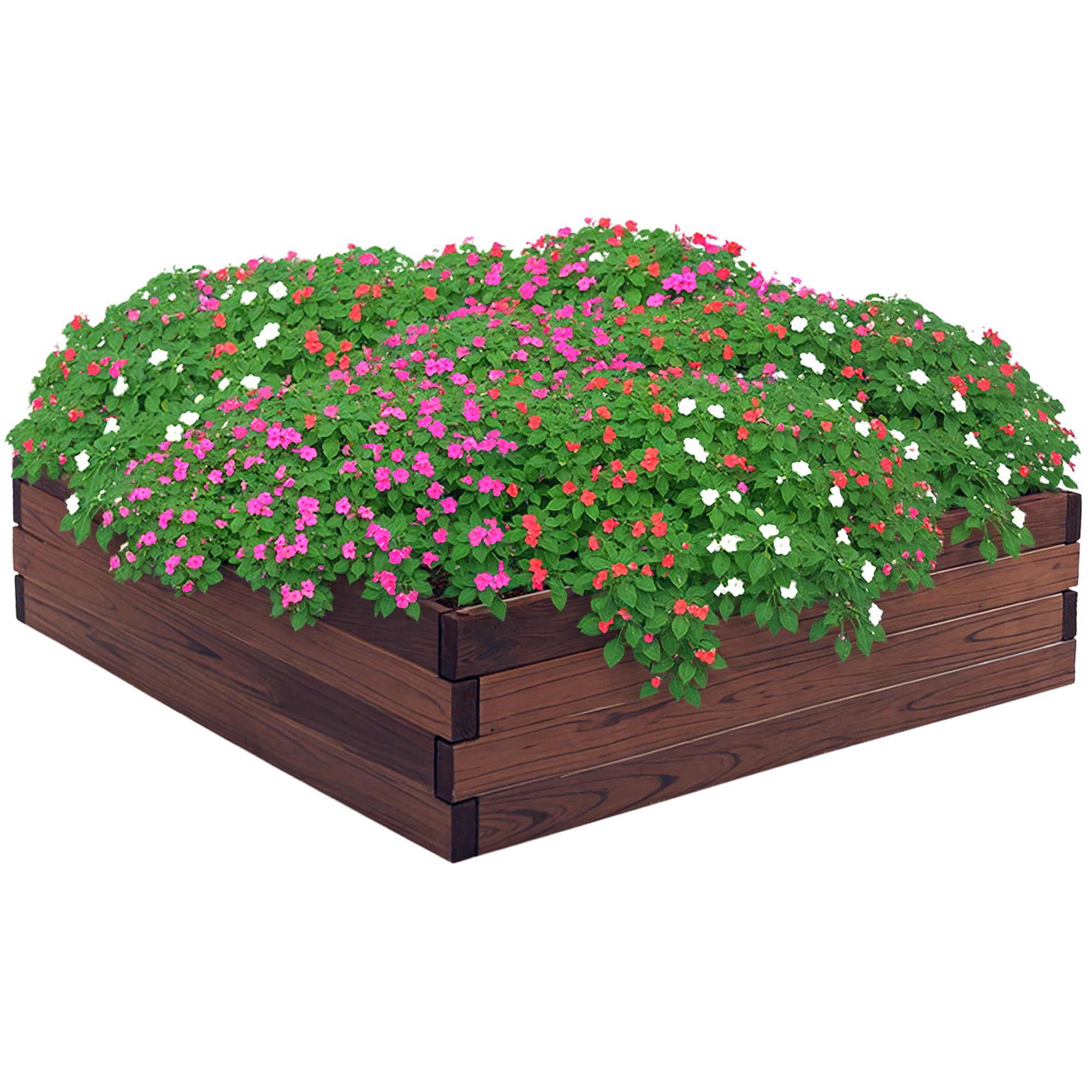 Outsunny Wooden Raised Garden Bed Planter - Flower Pot Container - Brown