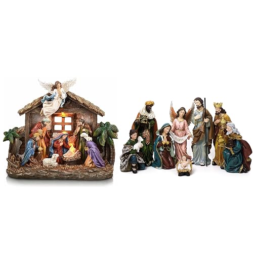 Christmas Nativity Set, Traditional Resin Figurines Holy Family Collection,Nativity Scenes