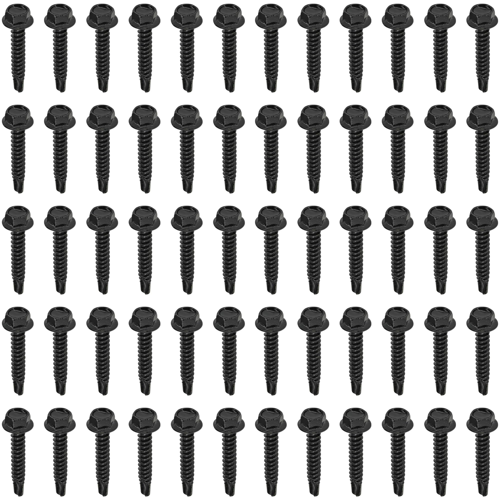 60 PCS Hex Head Self-Tapping Screws for Metal,Black 410 Stainless Steel Self-Drilling Screws (M4.2 * 25mm) - Image 3