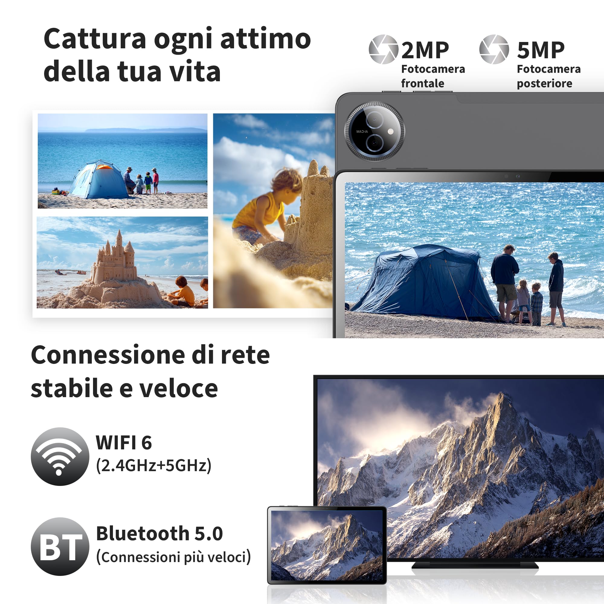 Veidoo Tablet da 11 pollici, Android Tablet con 8 GB (4+4 Expand) RAM 128 GB ROM 1 TB espandibile, 1280 * 800 touch screen HD in-cell, processore Octa-Core, WiFi 6, BT 5.0, doppia fotocamera (grigio)