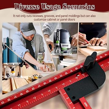 Adjustable Router Jigs and Templates Guide, Juice Groove Router Jig for Creating Square and Rectangular Recesses Slots and Face Panel Working Area 23.6 x 23.6 inch