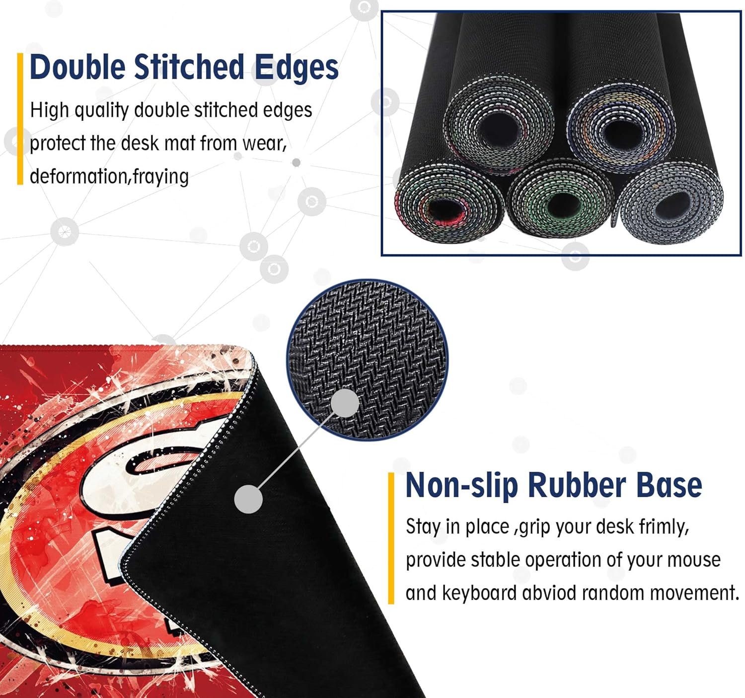 Large Mouse Pad Desk Mat for Home Office, Gaming Mousepad Extended Desk pad - Computer Keyboard Mouse Mat with Non-Slip Base and Stitched Edge Office Desk Organizers and Accessories - Image 5