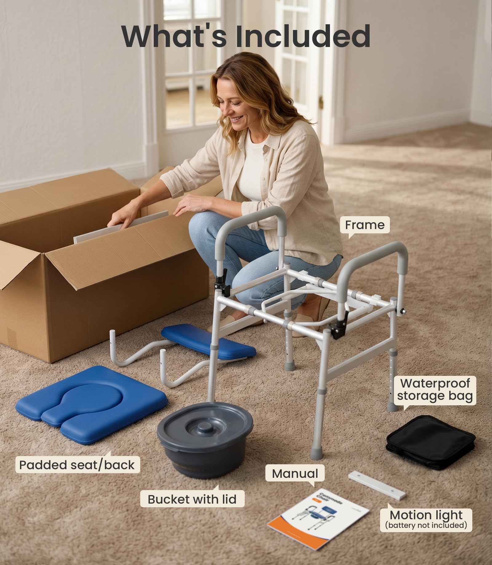Vocic Drop Arm Commode - Easy Transfers -7