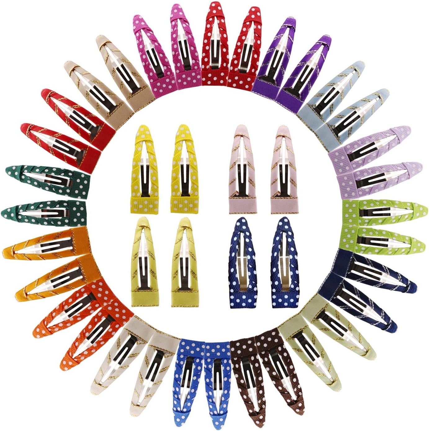 Angirl 2" Tiny Barrettes No Slip Ribbon Wrapped Snap Clips for Toddlers Baby Girls 40PCS