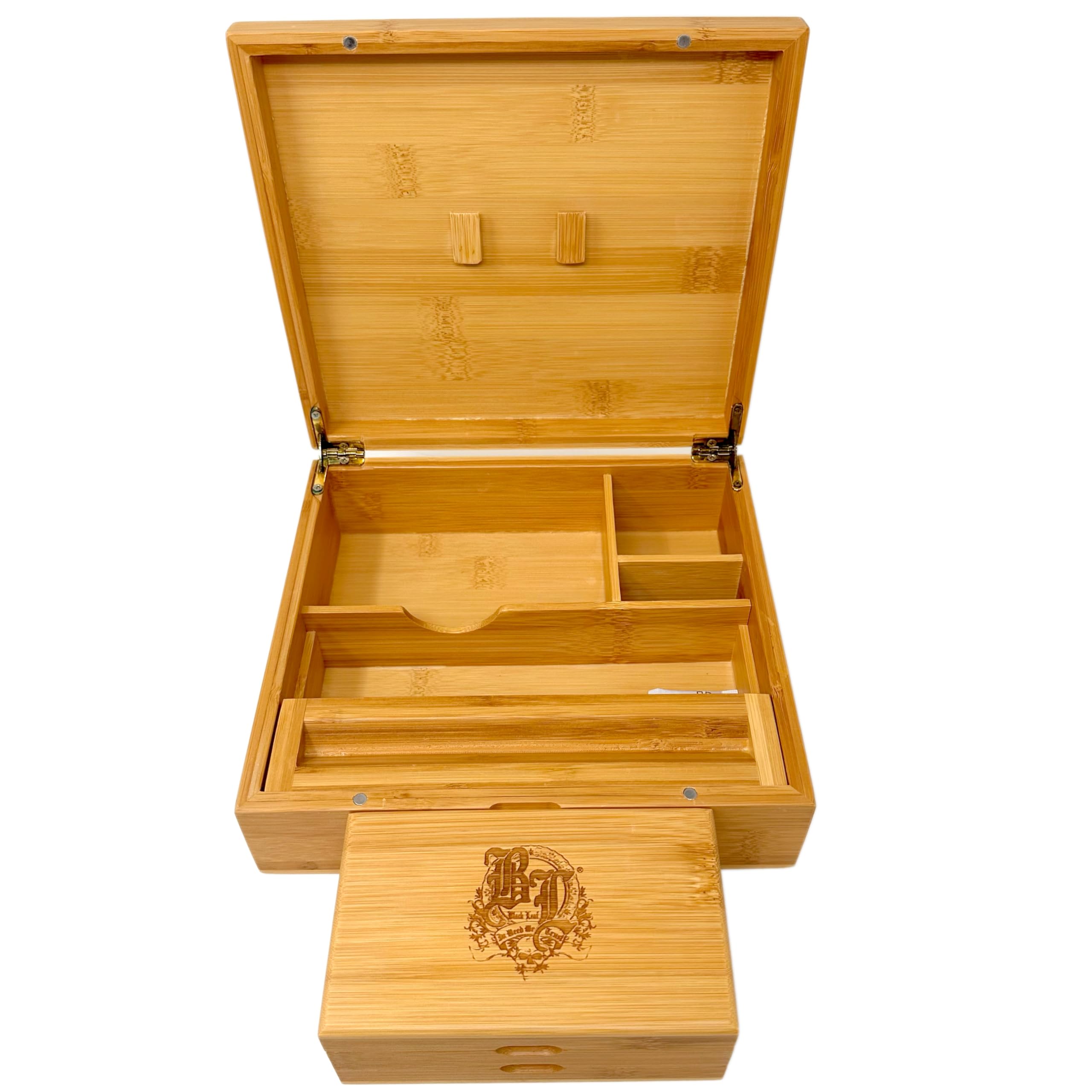 Boîte de rangement en bambou BL avec petit coffret à bijoux motif tête de mort original