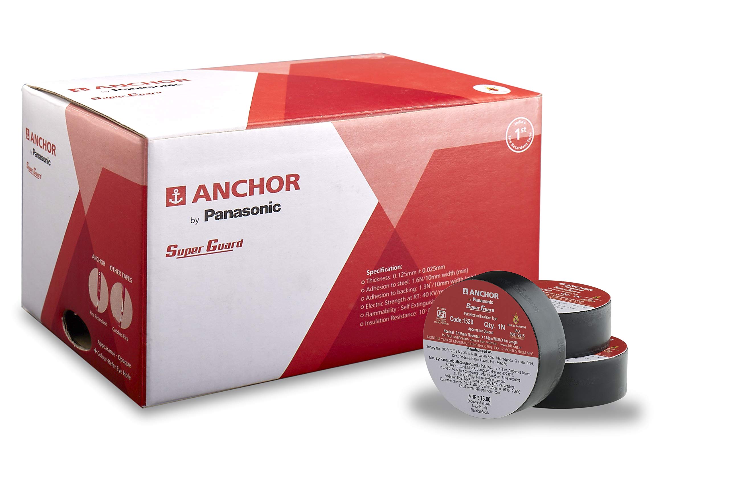 Anchor By Panasonic 1.80 Cm X 6 M Black Super Guard Fr Electrical PVC Insulation Tape (Pack of 30) (B08WWR2PTF) Amazon Price History, Amazon Price Tracker