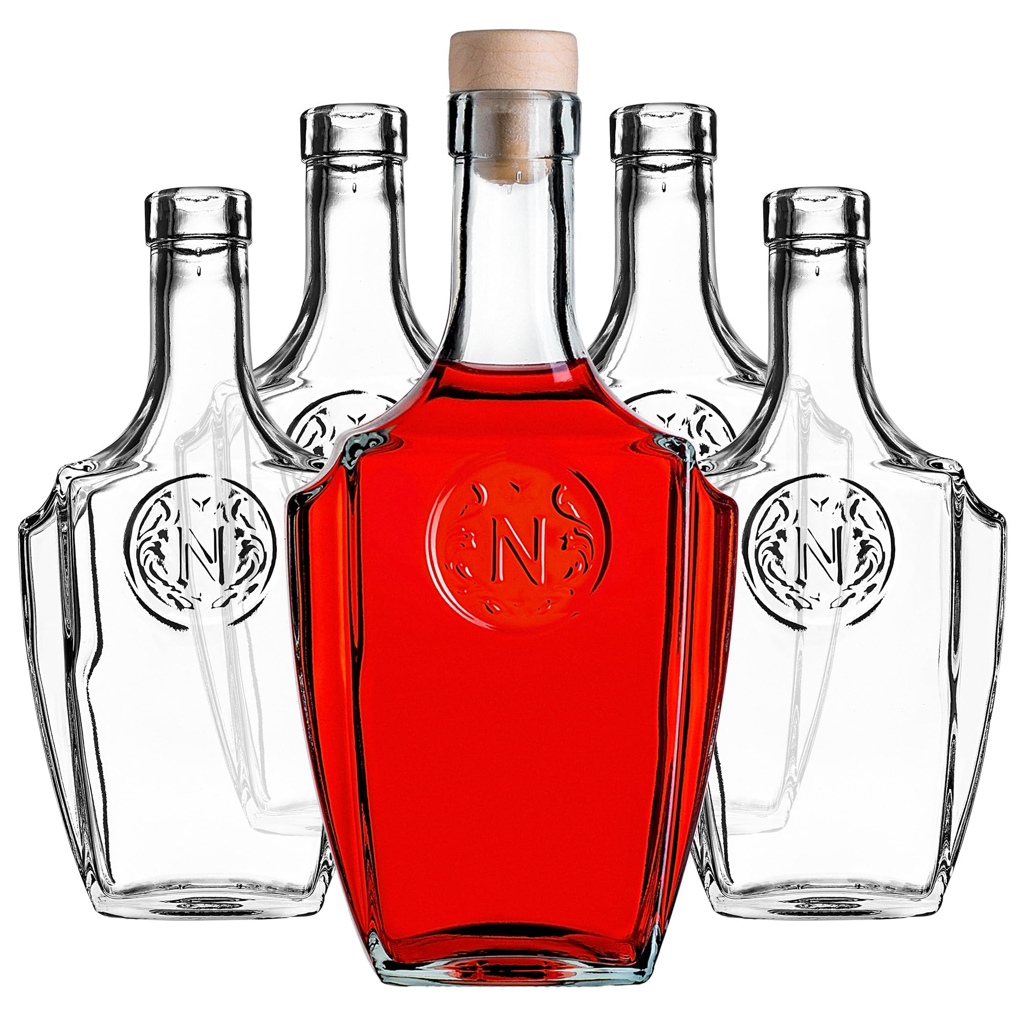 KADAX Lot de 10 Bouteilles en Verre 500ml avec Bouchon en liège – Bouteilles vides à remplir pour Liqueur, schnaps, Huile et vinaigre, idéales pour Cadeaux et Faire Maison