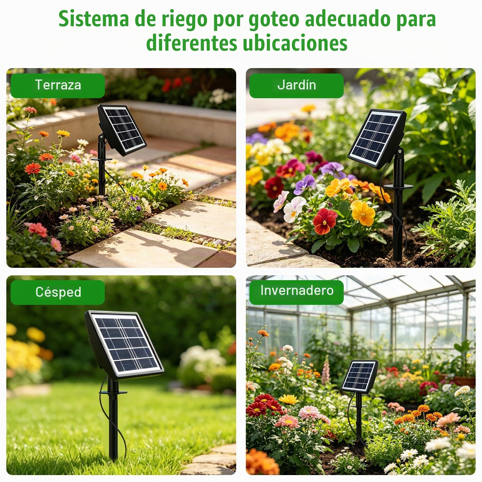 Solar Automatico Riego por Goteo, Sistema Automático de Riego Para Jardín con Manguera de 15 M, Para 15 Macetas, Alarma Automática, Ideal Para Regar Las Plantas, para Jardín, Balcón