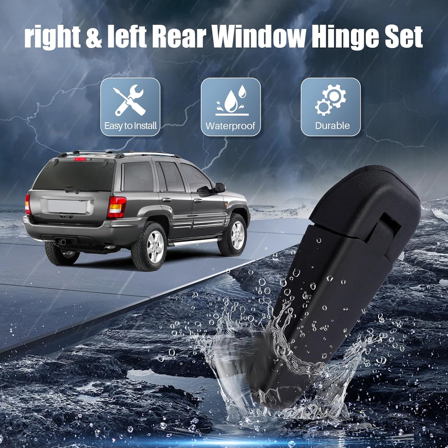 Rear Window Hinge Set Liftgate Glass Hinge Replacement for Jeep Grand Cherokee 1999 2000 2001 2002 2003 2004 , Right & Left