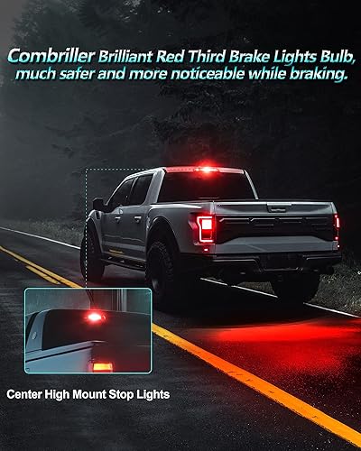 Miniatura 7 de Combriller 912 921 Bombilla LED Roja de Centro Montaje Alto para Lámpara de Parada, Luces Traseras de Freno Montadas en Altura para Auto, Camión