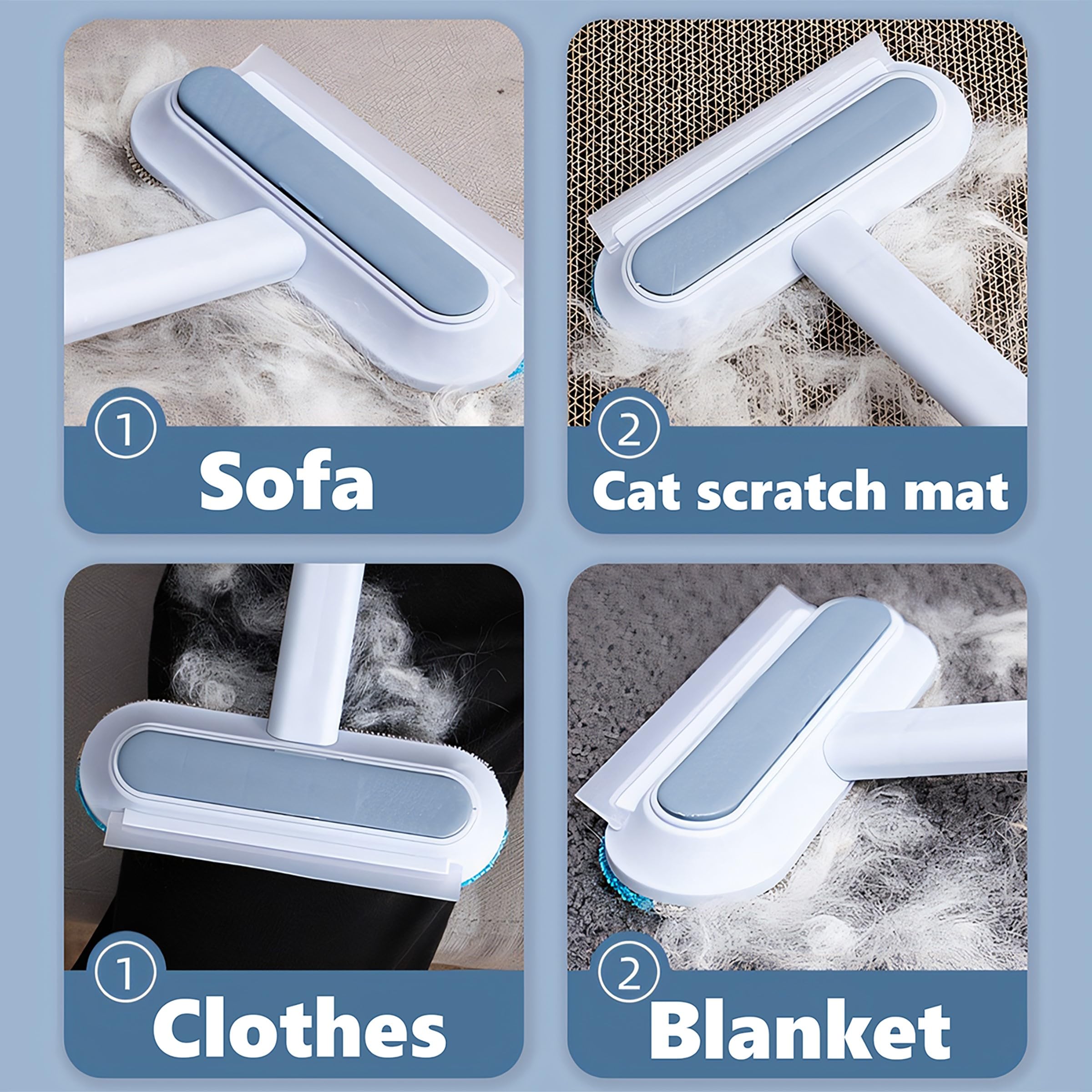 Cepillo para gatos, cepillo removedor de pelusa para pelo de mascotas, mango ajustable, cepillo de pelusa desmontable, duradero y suave en telas, depilación sin esfuerzo para sofá, ropa, mantas,