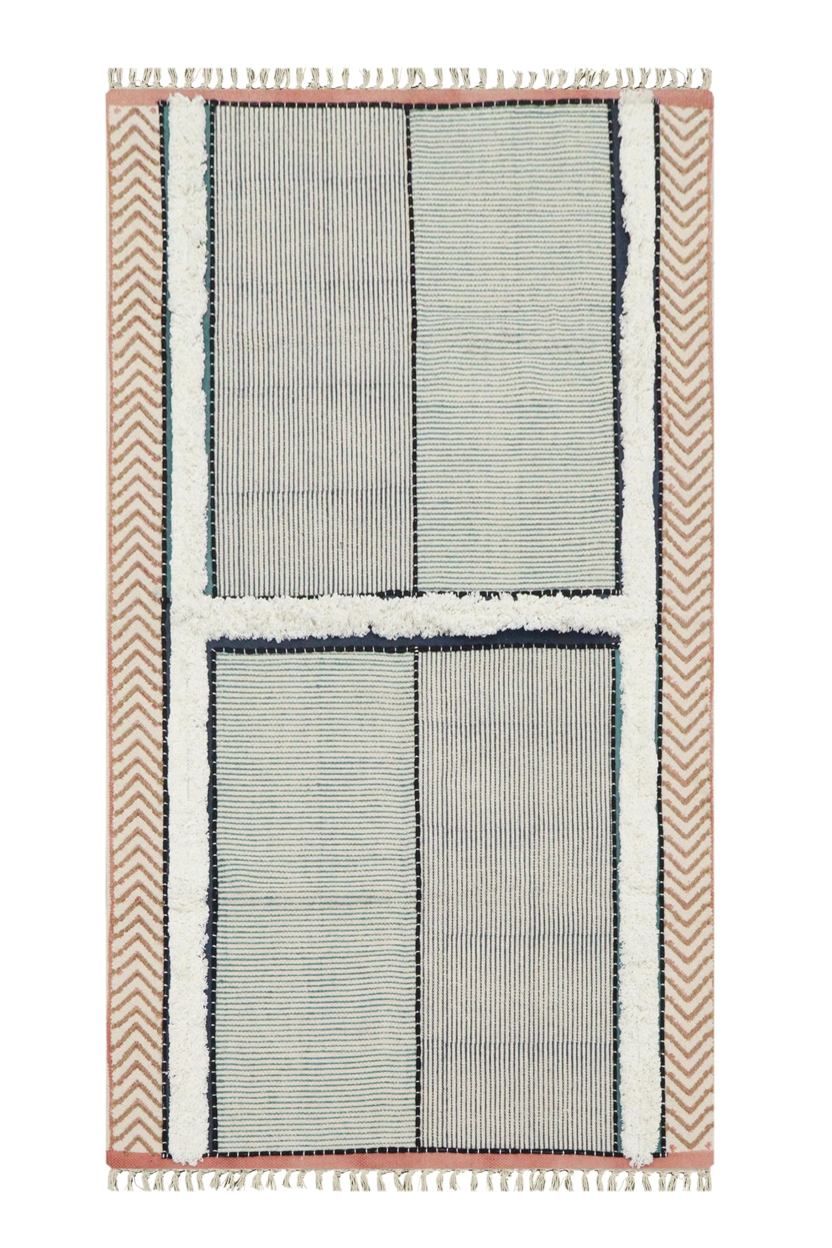 Dywan 4x10 Kilim, dywan geometryczny, haft ręczny, powierzchniowy do mycia ręcznego, drukowany ręcznie na klocku, bawełniany Dhurrie, grubość 0,19 cali, płaski splot, dywany do przedpokoju