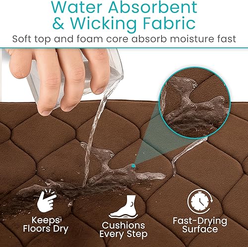 Miniatura 7 de Vive Tapete de baño de espuma viscoelástica, parte trasera antideslizante, absorbente de agua para bañera y ducha, lavable a máquina, suave y de