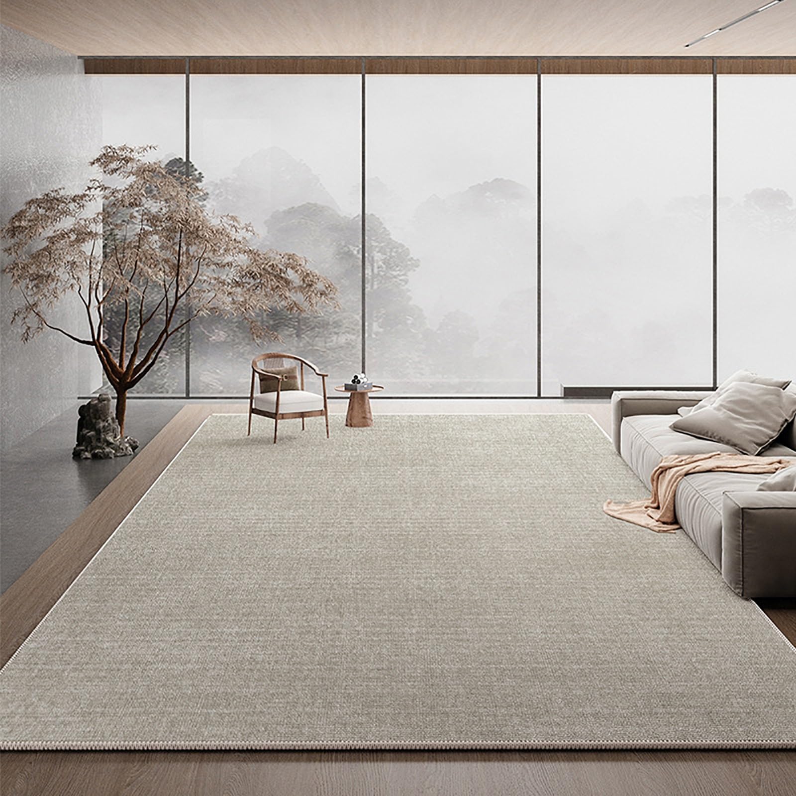 Tapis antidérapant et lavable à poils courts doux style moderne pour salon