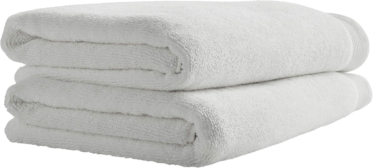 Amazon Brand – Stone & Beam Organic Cotton Bath Towels, Set of 2, White
