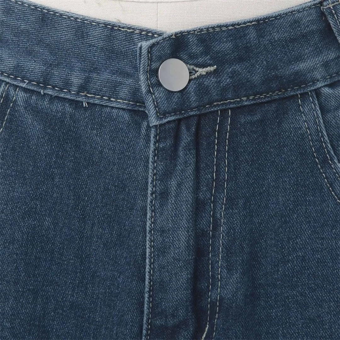 Pantalones de mezclilla acampanados retro de gran tamaño para mujer, cintura alta, pantalones palazzo