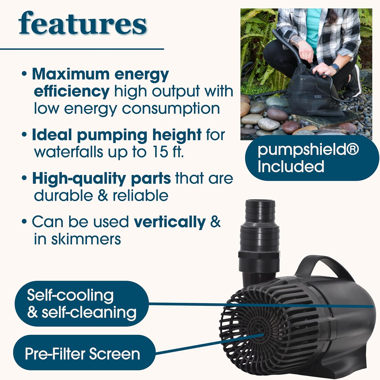 Smartpond Revolution Pump Waterfall Pump 3600gph