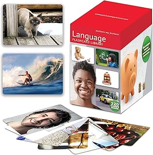 Picture My Picture Language Flash Card Library – Speech Therapy Tool for Vocabulary, Communication & Thinking, Scratch-Resistant with Activity Guide, Suitable for Education, ESL & ABA – Set of 320