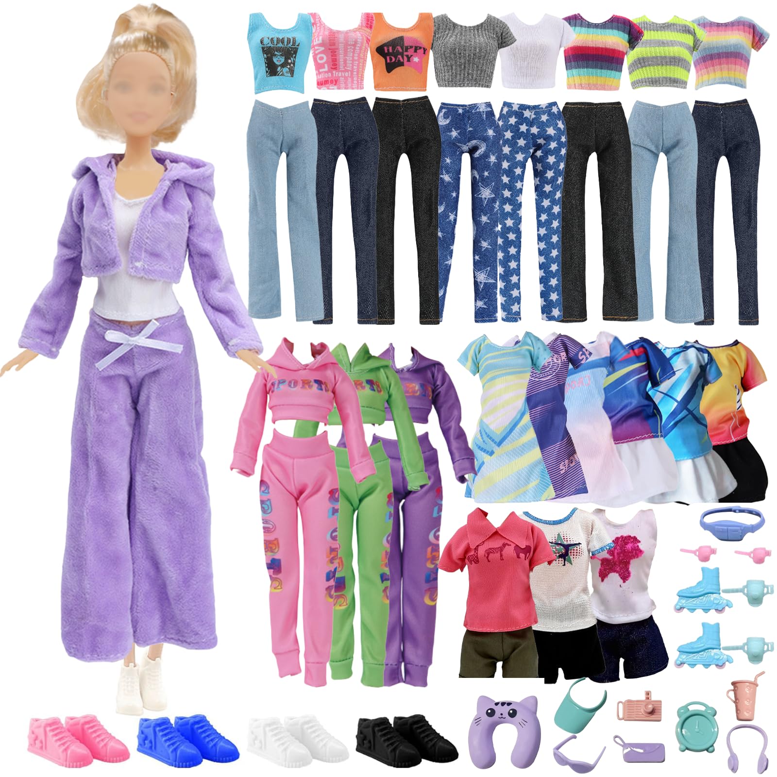 17 Pezzi Vestiti E Accessori Per Bambole Da 30 Cm (11,5 Pollici), Set Abbigliamento Con Vestiti, Scarpe, Cappello, Collane E Orecchini, Regalo Per Bambine