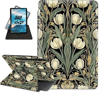 for Samsung Galaxy Tab Tab S7 11.0" 2020 Case Folio Multi-Angle Rotating Stand for Samsung Tab S7 Tablet Auto Sleep/Wake Cover,Tulip Floral Pattern