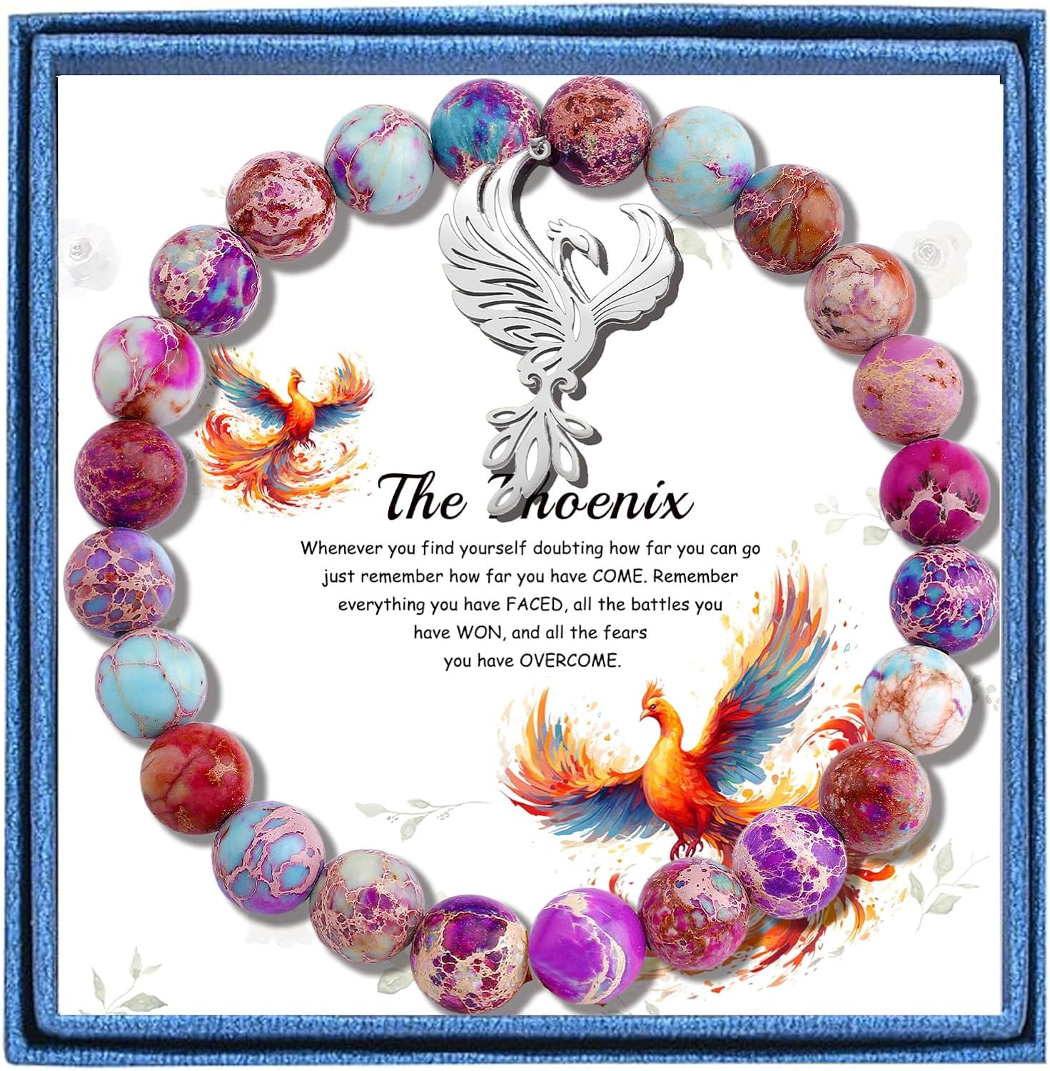 PARTNER Rising Phoenix Bracelet Firebird Jewelry Mythology Charm Pendant for Women Fantasy Jewelry Spiritual Gift for Bird Lovers Guardian Angel Protection Birthday Gift
