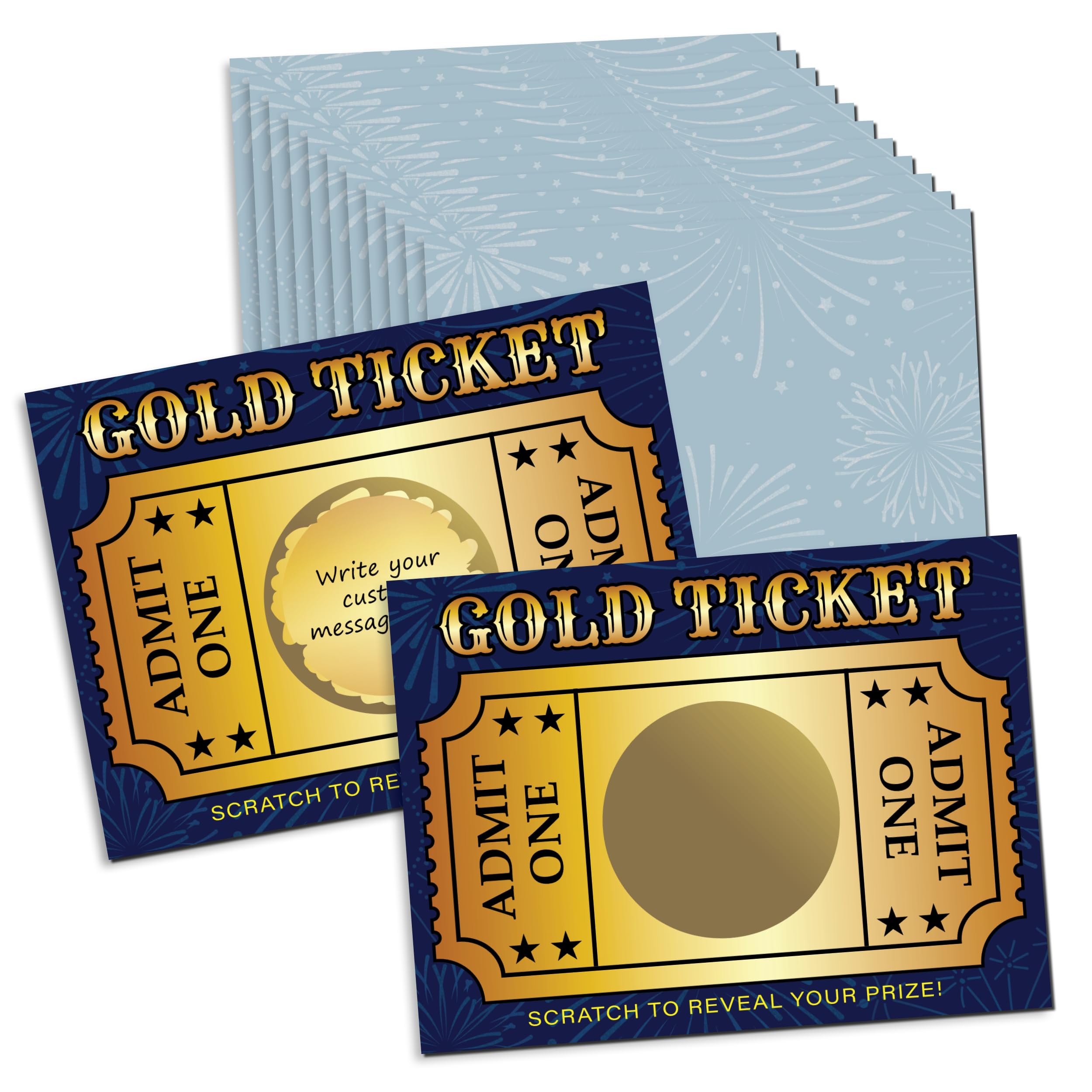 My Scratch Offs Gold Ticket Admit One DIY Make Your Own Scratch Off Tickets Small Business Prizes Promotion Party Favor 20 Pack 3x4 Note Cards &amp; Stickers