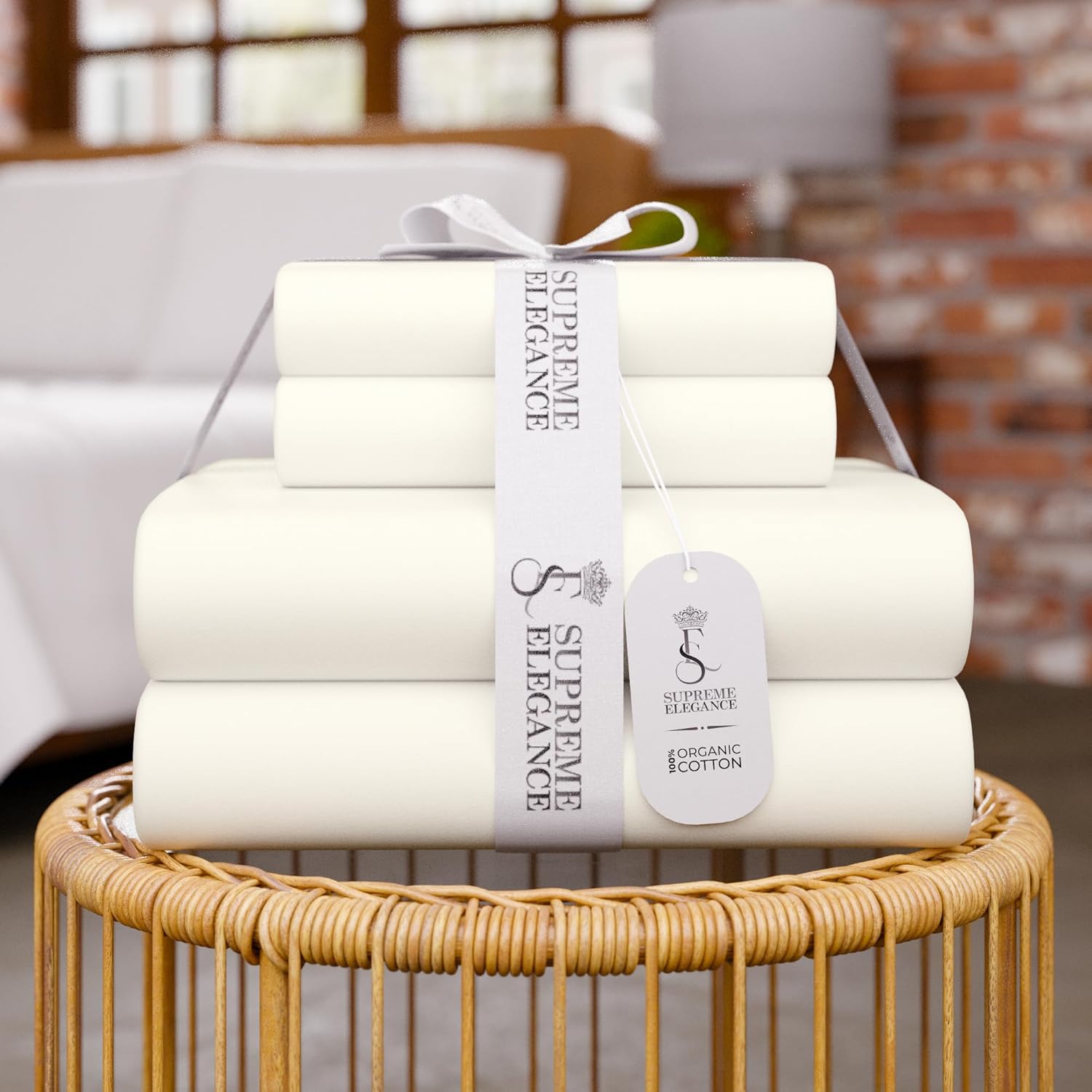Light Ivory Organic 100% Cotton Full Bed Sheets – Ultra Light, Breathable, Cool & Crisp – Wicks Away Moisture, Deep Pocket, Fully Elasticized – 4 Piece Sheet Set, Fits up to 18” Mattress