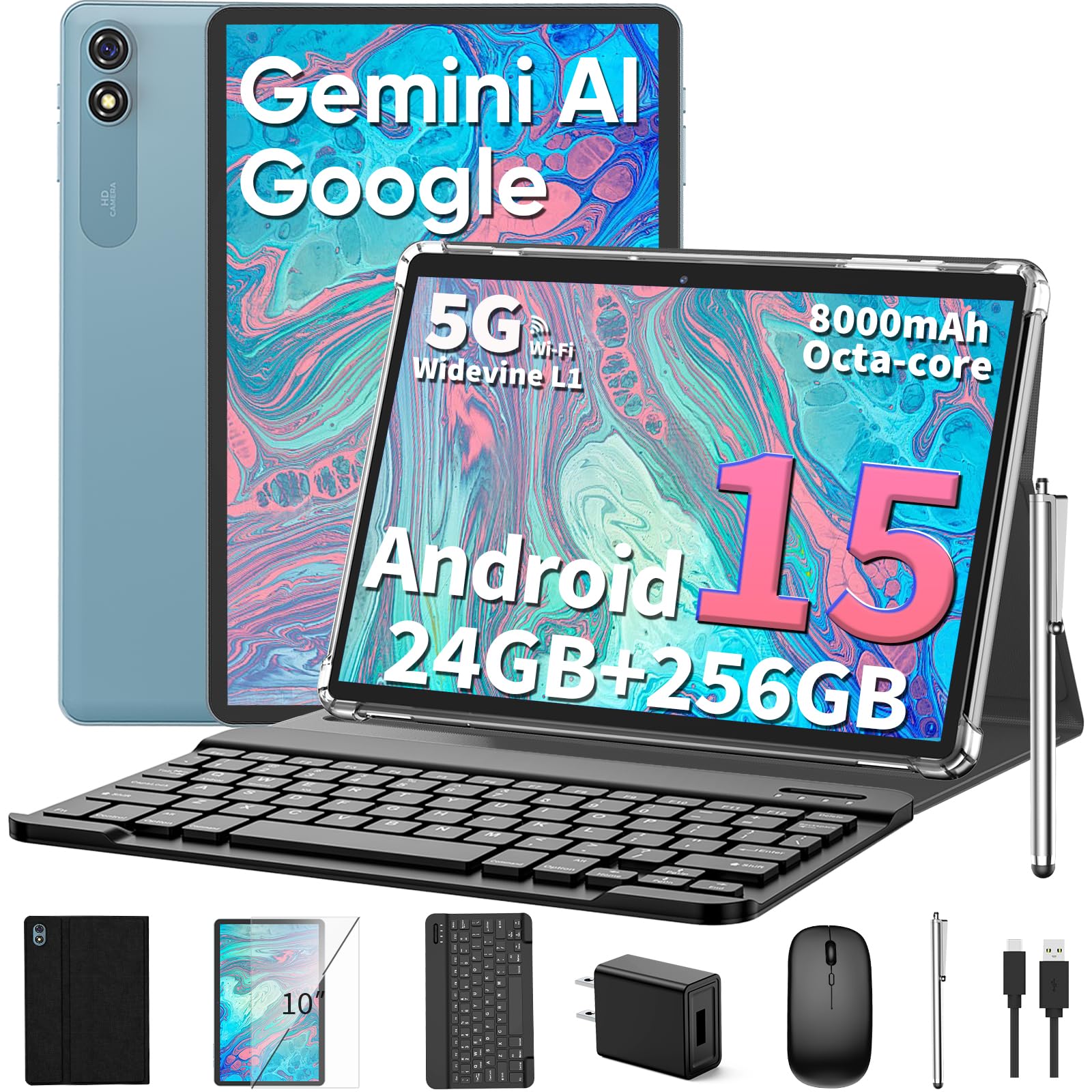 Amazon.com : 2026 10 Inch Tablet, Android 15 Tablet with Keyboard